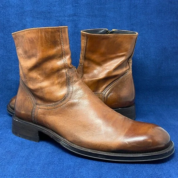 TO BOOT NEW YORK Adam Derrick Men's Brown Leather Boot Ankle Italy 11 46512 - Picture 1 of 10